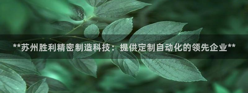 彩神是什么平台：**苏州胜利精密制造科技：提供定制自动化的领先企业**